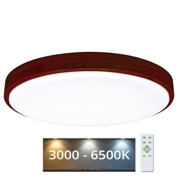 LED Stmievateľné stropné svietidlo LENA LED/60W/230V 3000-6500K dub + diaľkové ovládanie