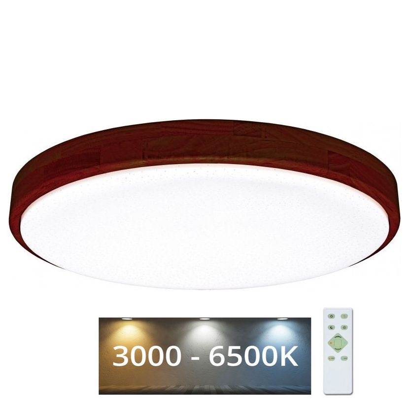 LED Stmievateľné stropné svietidlo LENA LED/60W/230V 3000-6500K dub + diaľkové ovládanie