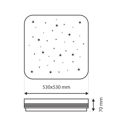 LED Stmievateľné stropné svietidlo MANA LED/60W/230V 2700-6500K 53x53 cm + diaľkové ovládanie