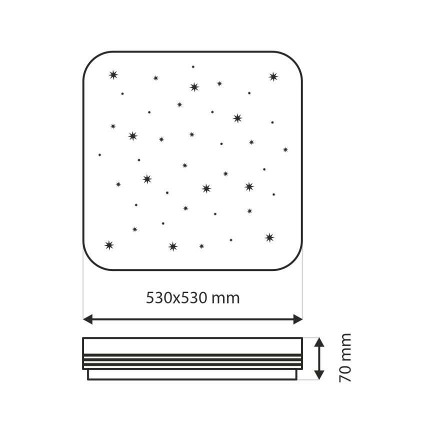 LED Stmievateľné stropné svietidlo MANA LED/60W/230V 2700-6500K 53x53 cm + diaľkové ovládanie