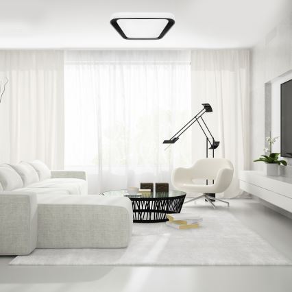 LED Stmievateľné stropné svietidlo QUADRO LED/66W/230V 3000-6000K biela/čierna + diaľkové ovládanie