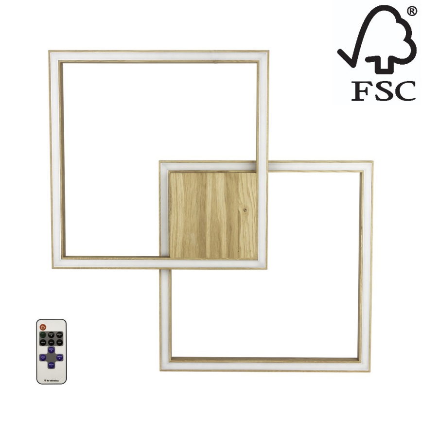 LED Stmievateľné stropné svietidlo RAMME LED/48W/230V matný dub + diaľkové ovládanie – FSC certifikované