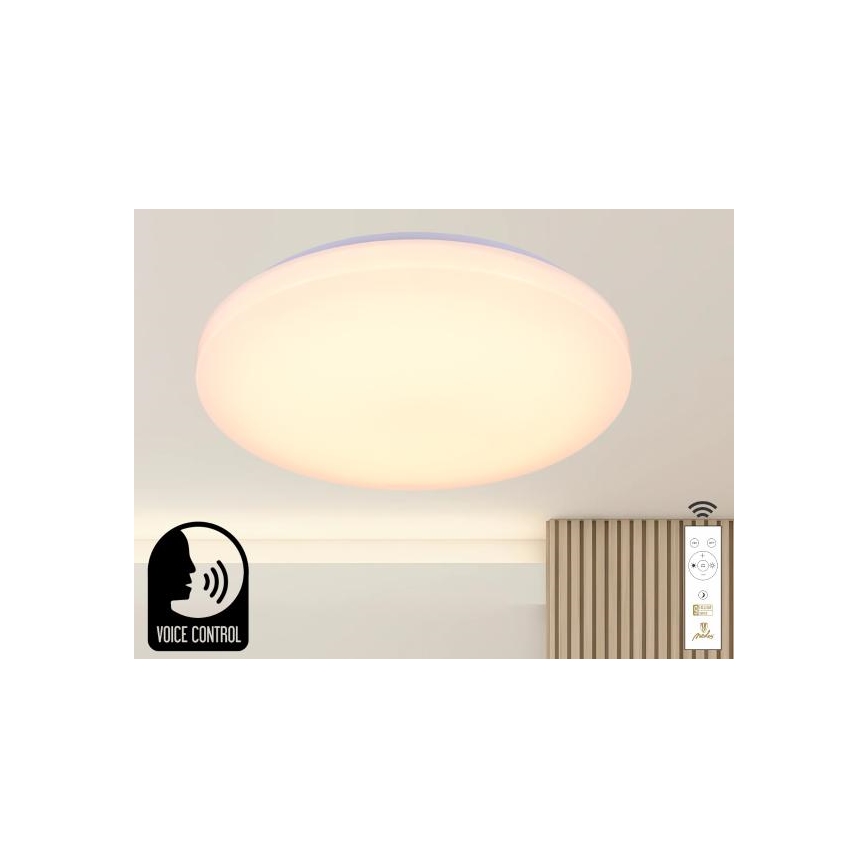 LED Stmievateľné stropné svietidlo s hlasovým ovládaním OPAL LED/48W/230V 2700-6500K biela + diaľkové ovládanie