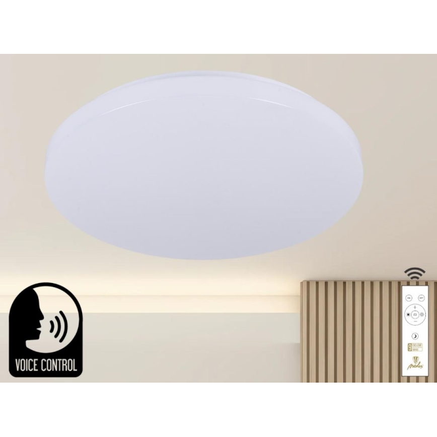 LED Stmievateľné stropné svietidlo s hlasovým ovládaním OPAL LED/48W/230V 2700-6500K biela + diaľkové ovládanie
