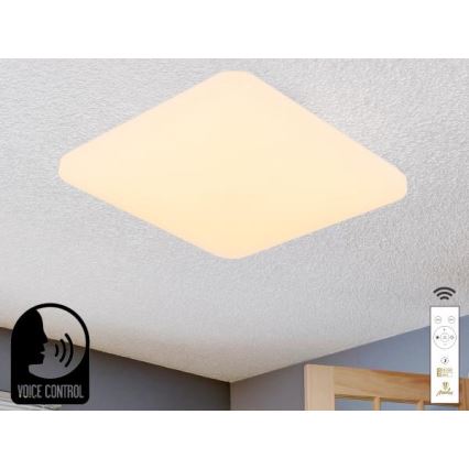LED Stmievateľné stropné svietidlo s hlasovým ovládaním OPAL LED/48W/230V 2700-6500K biela + diaľkové ovládanie