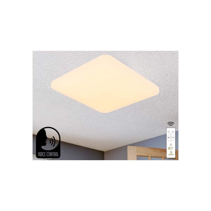 LED Stmievateľné stropné svietidlo s hlasovým ovládaním OPAL LED/48W/230V 2700-6500K biela + diaľkové ovládanie