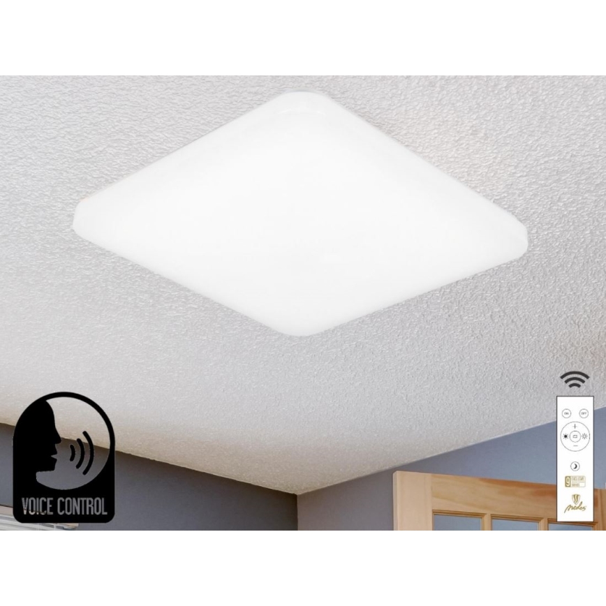 LED Stmievateľné stropné svietidlo s hlasovým ovládaním OPAL LED/48W/230V 2700-6500K biela + diaľkové ovládanie