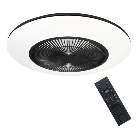 LED Stmievateľné stropné svietidlo s ventilátorom ARIA LED/38W/230V 3000-6000K čierna/biela + diaľkové ovládanie