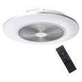 LED Stmievateľné stropné svietidlo s ventilátorom ARIA LED/38W/230V 3000-6000K strieborná + diaľkové ovládanie