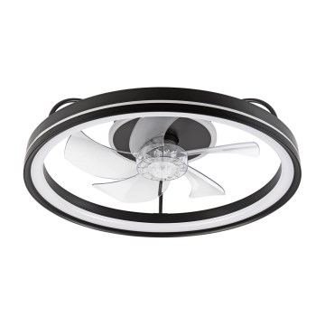 LED Stmievateľné stropné svietidlo s ventilátorom FARGO LED/37W/230V čierna + diaľkové ovládanie