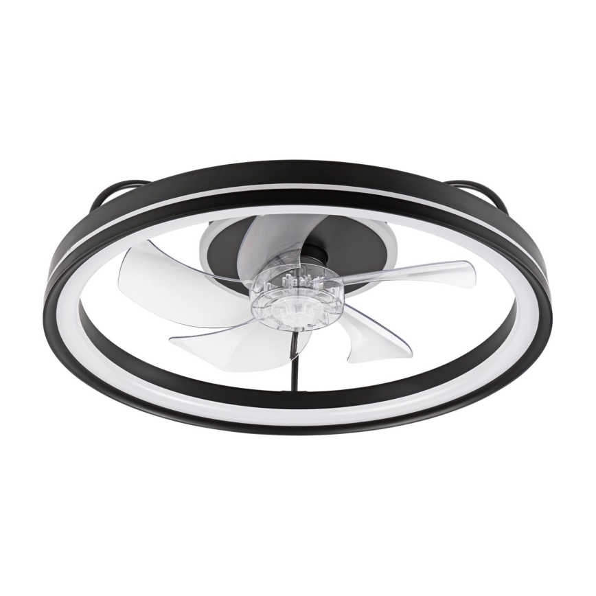 LED Stmievateľné stropné svietidlo s ventilátorom FARGO LED/37W/230V čierna + diaľkové ovládanie