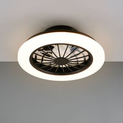 LED stmievateľné stropné svietidlo s ventilátorom GHANA LED/24W/230V 3000-6500K biela/čierna + diaľkové ovládanie