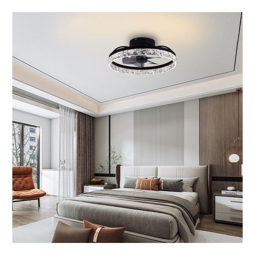 LED Stmievateľné stropné svietidlo s ventilátorom LED/35W/230V 3000-6500K čierna + diaľkové ovládanie
