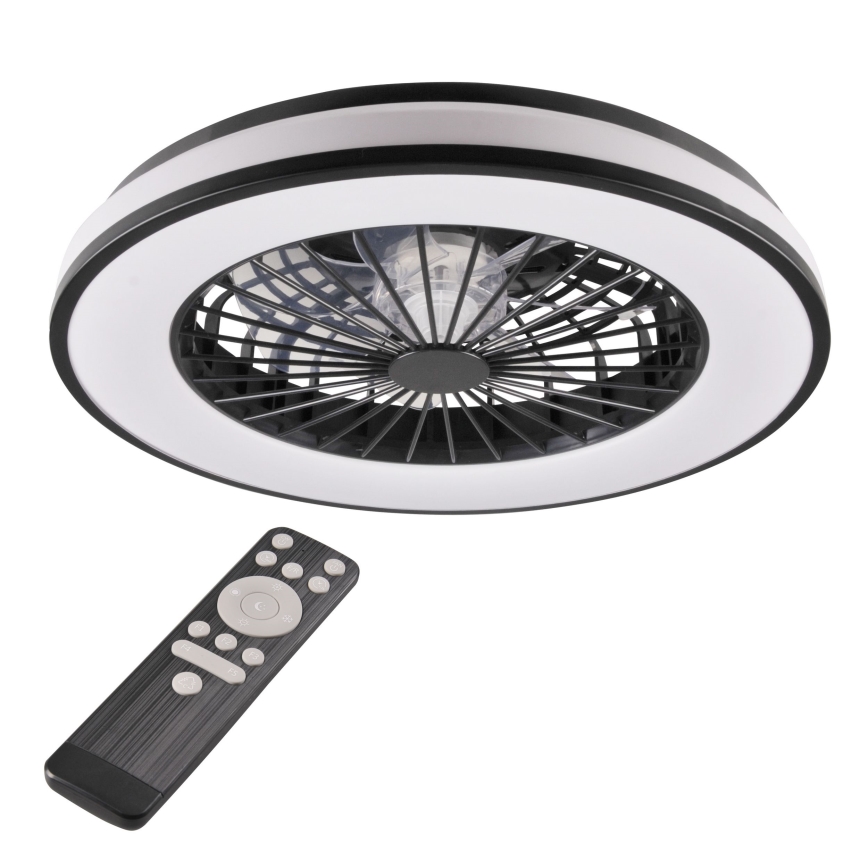 LED Stmievateľné stropné svietidlo s ventilátorom LED/48W/230V 3000-6500K čierna + diaľkové ovládanie