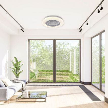 LED Stmievateľné stropné svietidlo s ventilátorom LIBYA LED/48W/230V 3000-6500K biela + diaľkové ovládanie