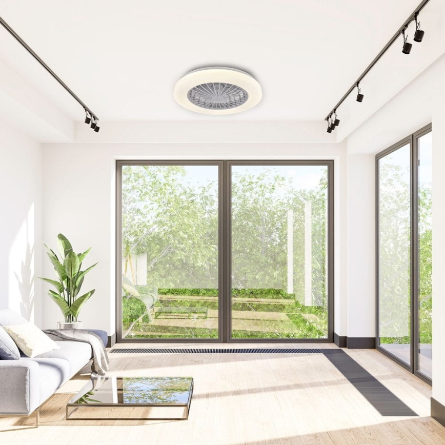 LED Stmievateľné stropné svietidlo s ventilátorom LIBYA LED/48W/230V 3000-6500K biela + diaľkové ovládanie
