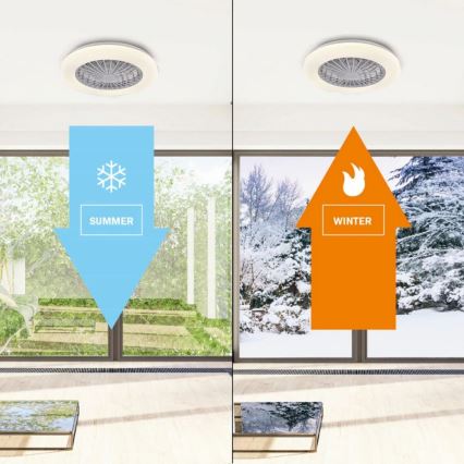 LED Stmievateľné stropné svietidlo s ventilátorom LIBYA LED/48W/230V 3000-6500K biela + diaľkové ovládanie