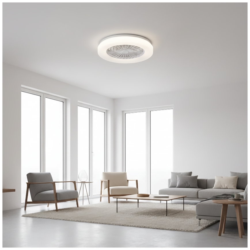 LED Stlmiteľné stropné svietidlo s ventilátorom VENTELUX LED/24W/230V 3000/4000/6500K pr. 45 cm biela + diaľkové ovládanie