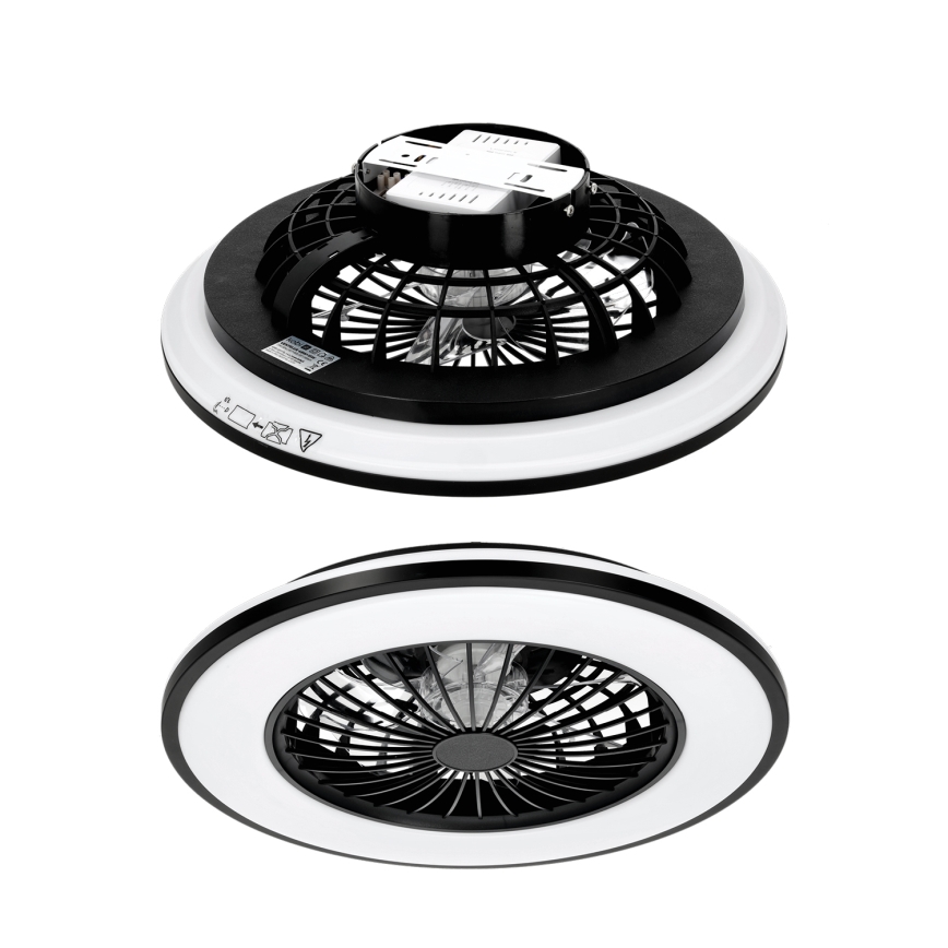 Stmievateľné LED stropné svietidlo s ventilátorom VENTELUX LED/48W/230V 3000/4000/6500K pr. 48,5 cm čierne + diaľkové ovládanie