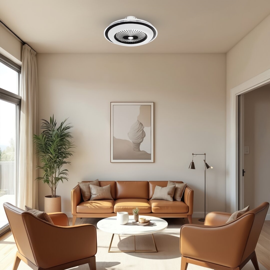 LED Stmievateľné stropné svietidlo s ventilátorom ZEPHYR LED/48W/230V 3000-6000K čierna + diaľkové ovládanie