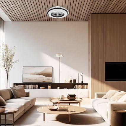 LED Stmievateľné stropné svietidlo s ventilátorom ZEPHYR LED/48W/230V 3000-6000K čierna + diaľkové ovládanie
