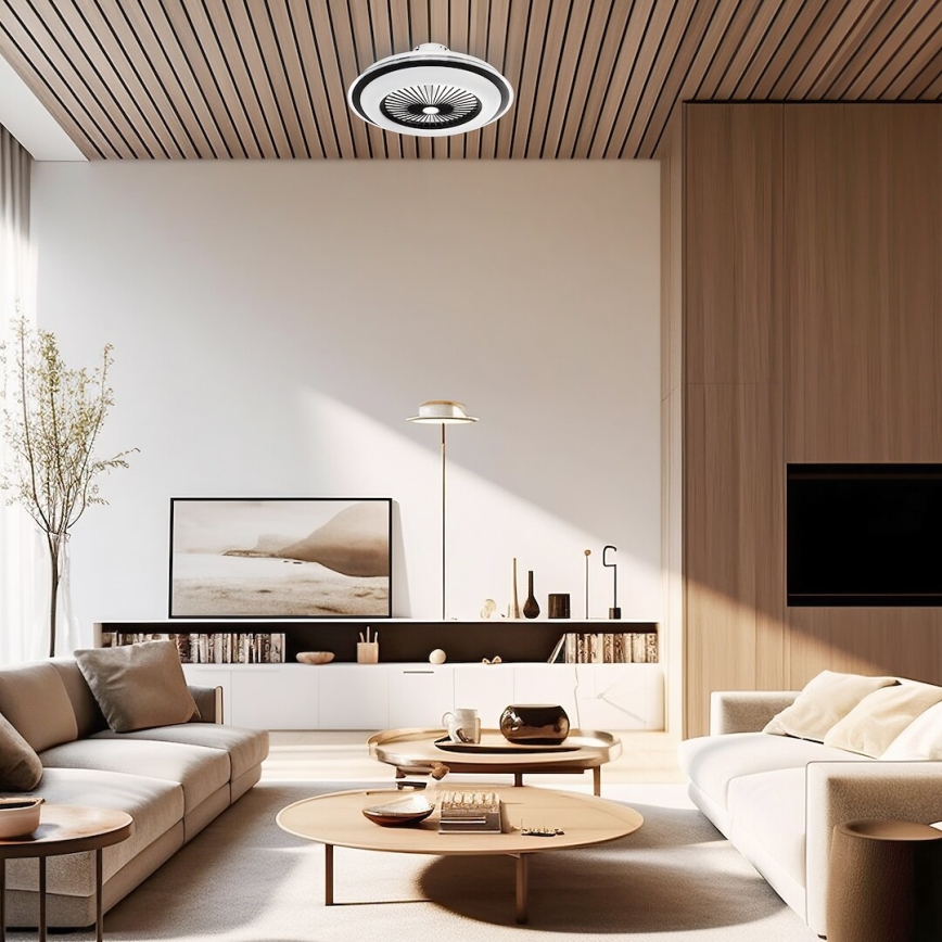 LED Stmievateľné stropné svietidlo s ventilátorom ZEPHYR LED/48W/230V 3000-6000K čierna + diaľkové ovládanie