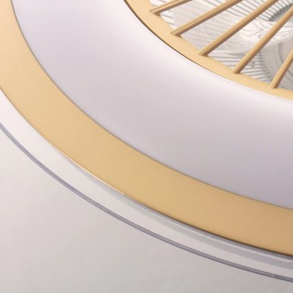 LED Stmievateľné stropné svietidlo s ventilátorom ZEPHYR LED/48W/230V 3000-6000K zlatá + diaľkové ovládanie