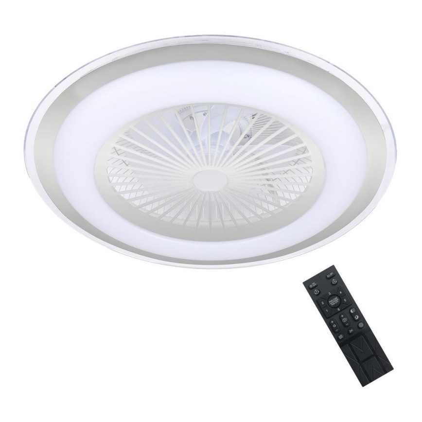 LED Stmievateľné stropné svietidlo s ventilátorom ZONDA LED/48W/230V 3000-6000K strieborná + diaľkové ovládanie