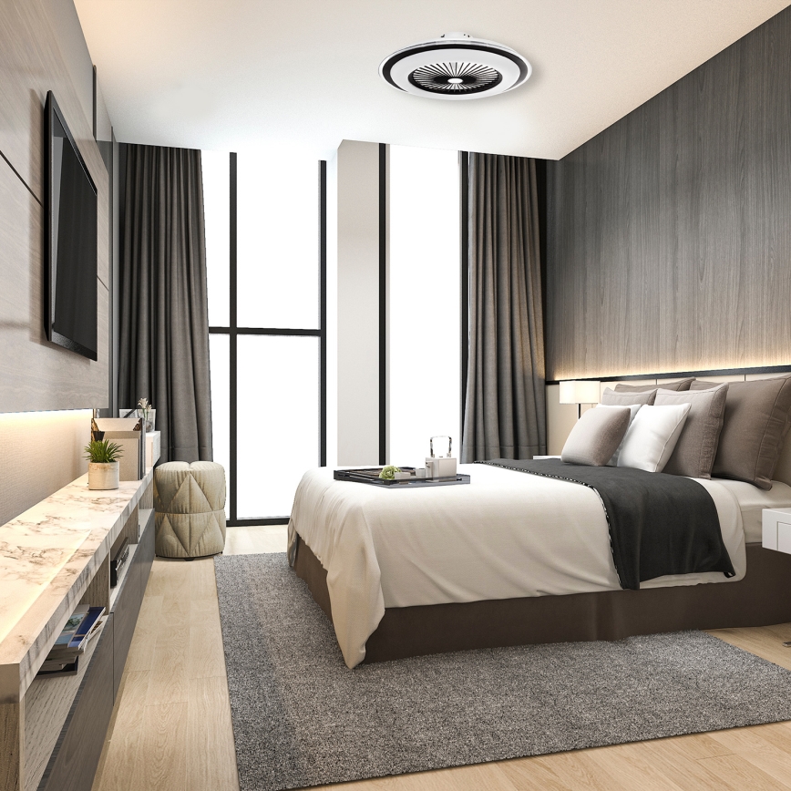 LED Stmievateľné stropné svietidlo s ventilátorom ZONDA LED/48W/230V 3000-6000K čierna + diaľkové ovládanie