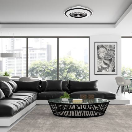 LED Stmievateľné stropné svietidlo s ventilátorom ZONDA LED/48W/230V 3000-6000K čierna + diaľkové ovládanie