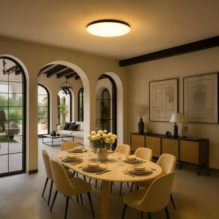 LED Stmievateľné stropné svietidlo SIENA LED/80W/230V 3000-6000K pr. 75 cm čierna + diaľkové ovládanie