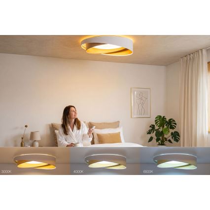 LED stmievateľné stropné svietidlo SMART GALAXY MODERN LED/24W/230V 3000-6500K priem. 55 cm biela/béžová/zlatá + diaľkové ovládanie