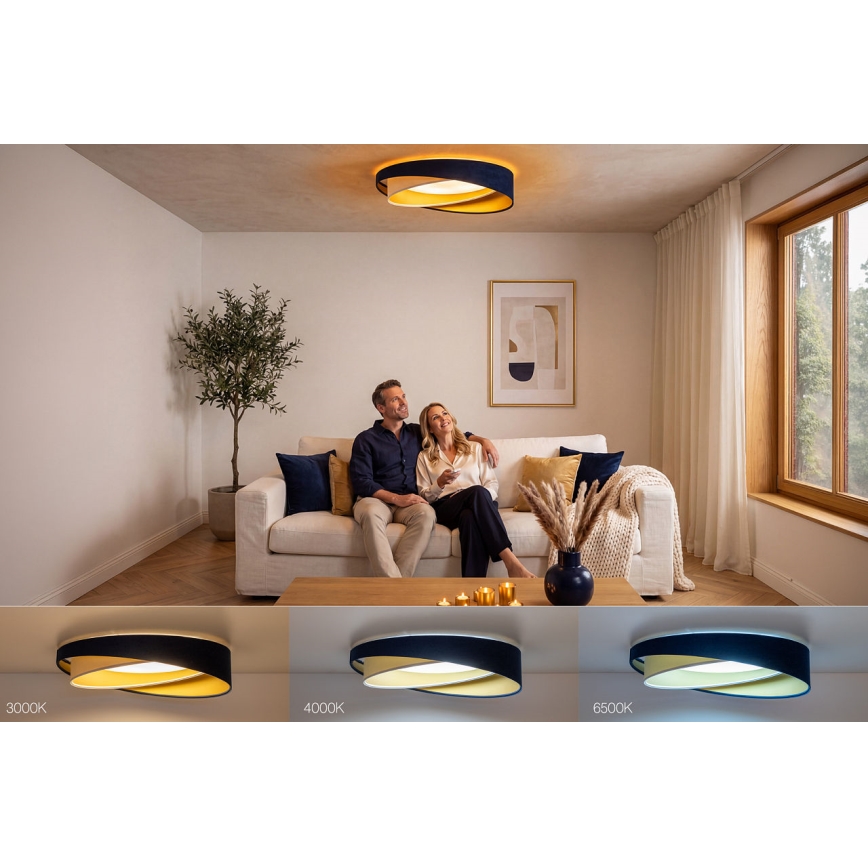 LED stmievateľné stropné svietidlo SMART GALAXY MODERN LED/24W/230V 3000-6500K pr. 55 cm modrá/biela/zlatá + diaľkové ovládanie