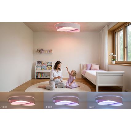 LED stmievateľné stropné svietidlo SMART GALAXY MODERN LED/24W/230V 3000-6500K pr. 55 cm biela/fialová + diaľkové ovládanie
