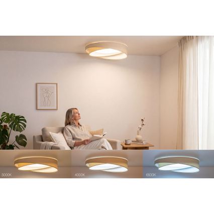 LED stmievateľné stropné svietidlo SMART GALAXY MODERN LED/24W/230V 3000-6500K pr. 55 cm krémová/biela + diaľkové ovládanie