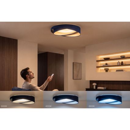 LED stmievateľné stropné svietidlo SMART GALAXY MODERN LED/24W/230V 3000-6500K pr. 55 cm modré/strieborné + diaľkové ovládanie