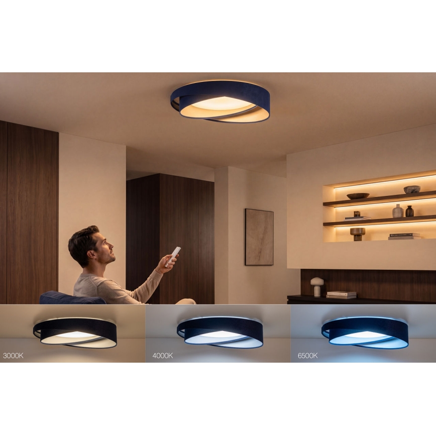 LED stmievateľné stropné svietidlo SMART GALAXY MODERN LED/24W/230V 3000-6500K pr. 55 cm modré/strieborné + diaľkové ovládanie
