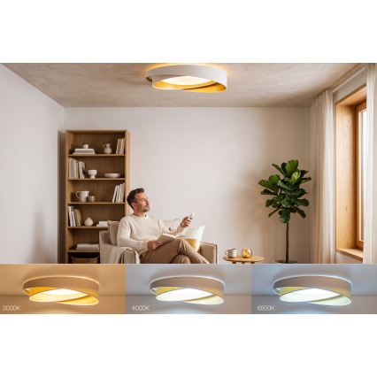 LED Stmievateľné stropné svietidlo SMART GALAXY MODERN LED/24W/230V 3000-6500K priemer 55 cm biela/zlatá + diaľkové ovládanie