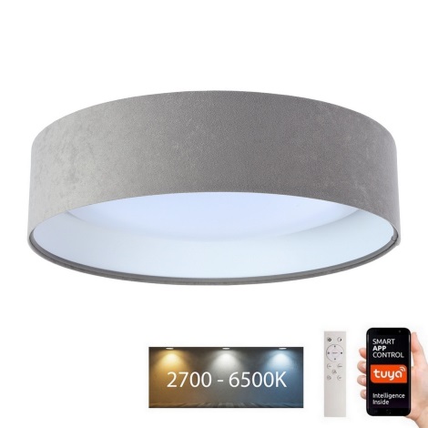 LED Stmievateľné stropné svietidlo SMART GALAXY LED/24W/230V pr. 45 cm 2700-6500K Wi-Fi Tuya šedá/biela + diaľkové ovládanie