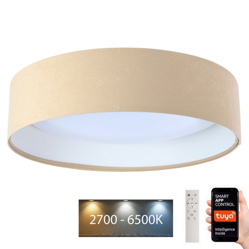 LED Stmievateľné stropné svietidlo SMART GALAXY LED/36W/230V pr. 55 cm 2700-6500K Wi-Fi Tuya béžová/biela + diaľkové ovládanie