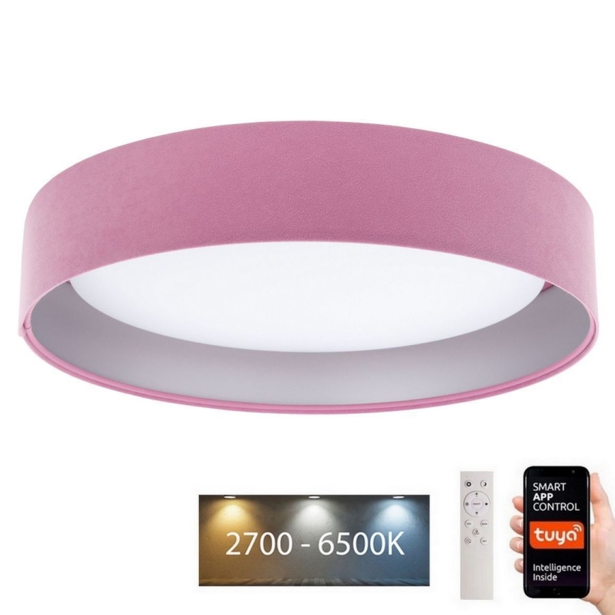 LED Stmievateľné stropné svietidlo SMART GALAXY LED/36W/230V pr. 55 cm Wi-Fi Tuya ružová/strieborná + diaľkové ovládanie