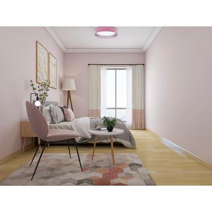 LED Stmievateľné stropné svietidlo SMART GALAXY LED/36W/230V pr. 55 cm Wi-Fi Tuya ružová/strieborná + diaľkové ovládanie