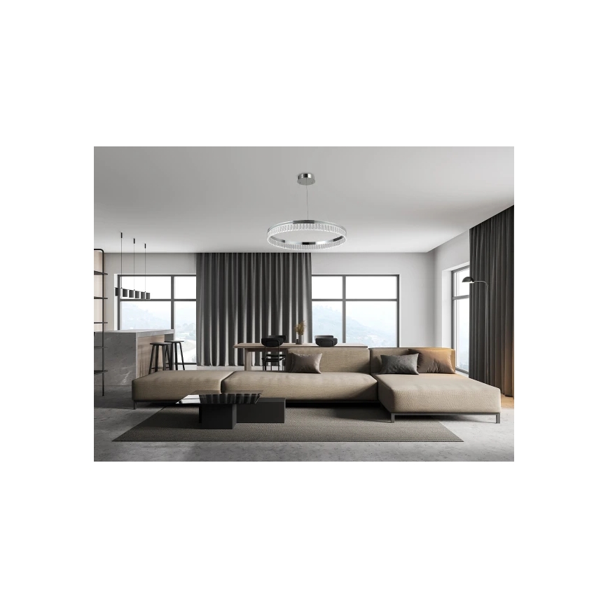 LED stmievateľný krištáľový luster na lanku THALIA LED/55W/230V 3000-6000K priemer 80 cm + diaľkové ovládanie