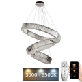 LED Stmievateľný krištáľový luster na lanku LED/115W/230V 3000-6500K lesklý chróm + diaľkové ovládanie