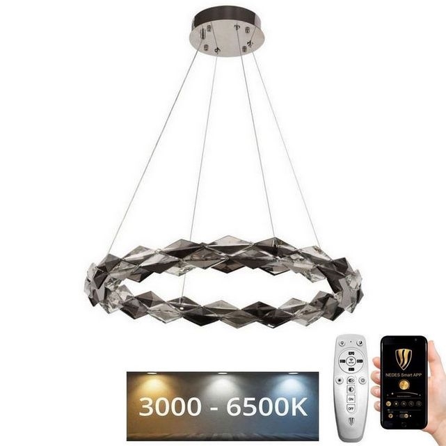 LED Stmievateľný krištáľový luster na lanku LED/40W/230V 3000-6500K lesklý chróm + diaľkové ovládanie