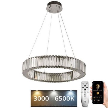 LED Stmievateľný krištáľový luster na lanku LED/40W/230V 3000-6500K lesklý chróm + diaľkové ovládanie