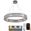 LED Stmievateľný krištáľový luster na lanku LED/50W/230V 3000-6500K lesklý chróm + diaľkové ovládanie