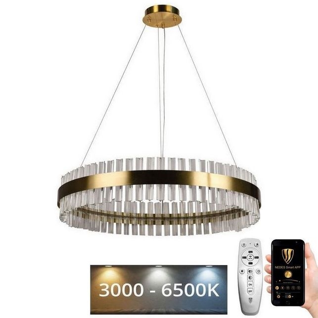 LED Stmievateľný krištáľový luster na lanku LED/55W/230V 3000-6500K + diaľkové ovládanie