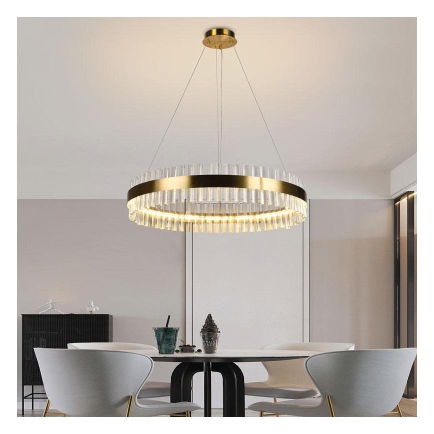 LED Stmievateľný krištáľový luster na lanku LED/55W/230V 3000-6500K + diaľkové ovládanie