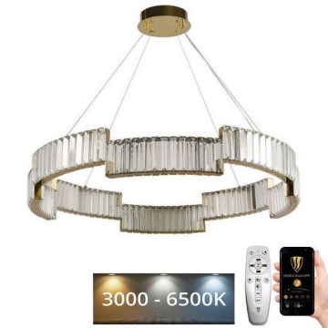 LED Stmievateľný krištáľový luster na lanku LED/60W/230V 3000-6500K zlatá + diaľkové ovládanie